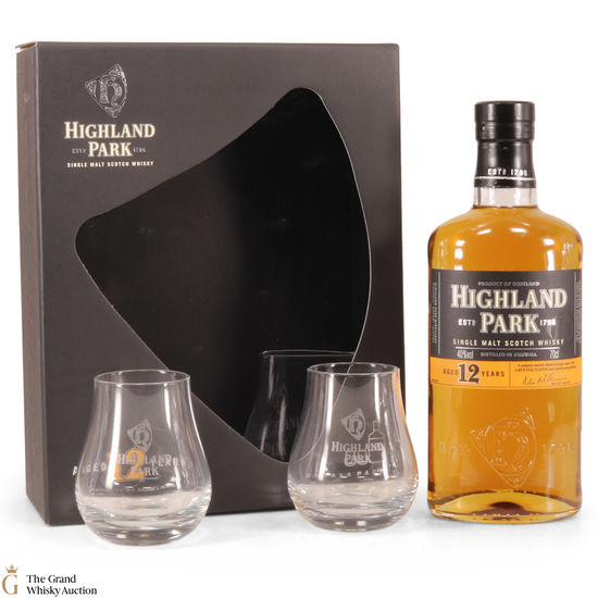 Highland Park - 12 Year Old  with 2 x Glasses