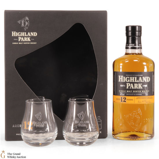 Highland Park - 12 Year Old  with 2 x Glasses