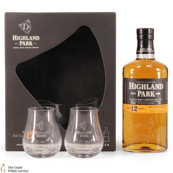 Highland Park - 12 Year Old  with 2 x Glasses