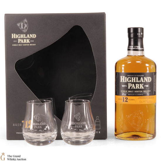 Highland Park - 12 Year Old  with 2 x Glasses