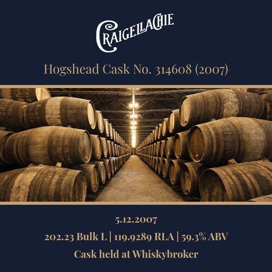 Craigellachie - 2007 Hogshead #314608 -  202 Bulk L 59.3% | Held In Bond