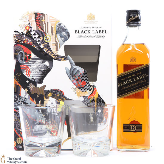 Johnnie Walker - 12 Year Old-  Black Label & Glasses - Limited Edition