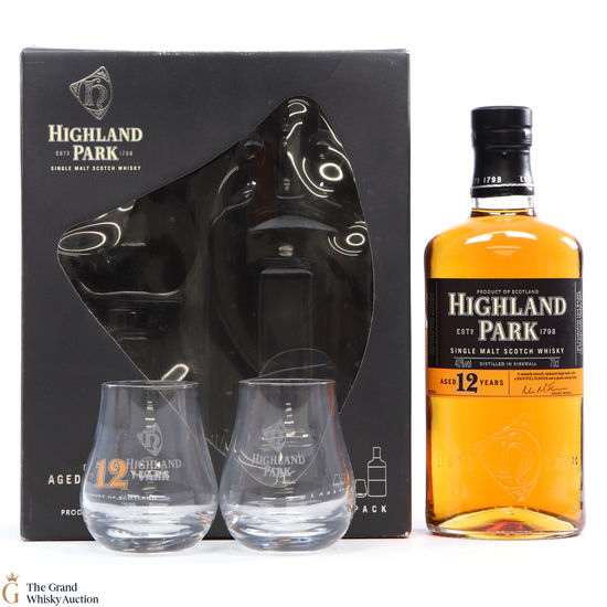 Highland Park - 12 Year Old  with 2 x Glasses