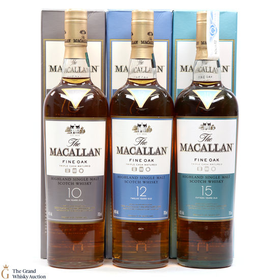 Macallan - Fine Oak - 10, 12 + 15 Year Old (3 x 70cl)