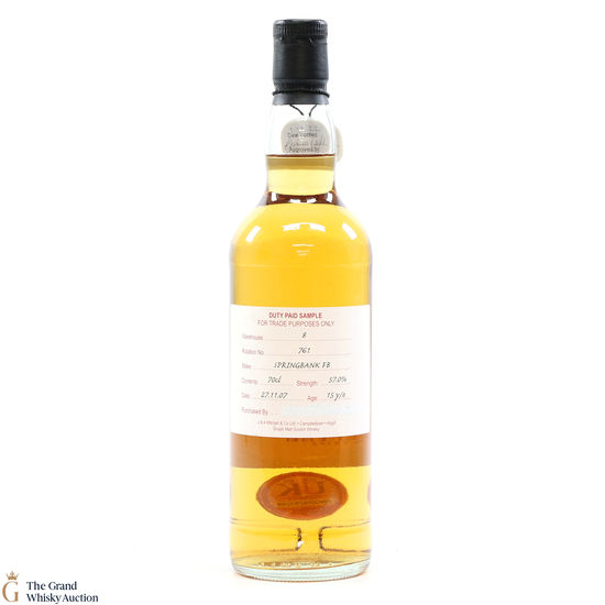 Springbank - 15 Year Old - 2007 Duty Paid Sample Fresh Barrel
