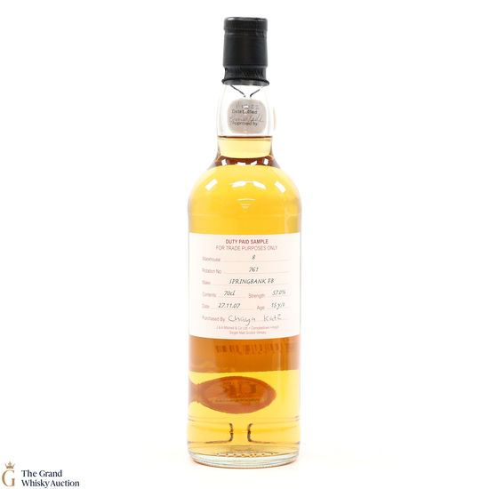 Springbank - 15 Year Old - 2007 Duty Paid Sample Fresh Barrel