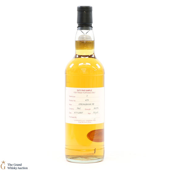 Springbank - 15 Year Old - 2007 Duty Paid Sample Fresh Barrel