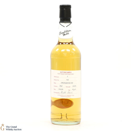 Springbank - 14 Year Old 2009 Refill Bourbon - Duty Paid Sample 54.8% 
