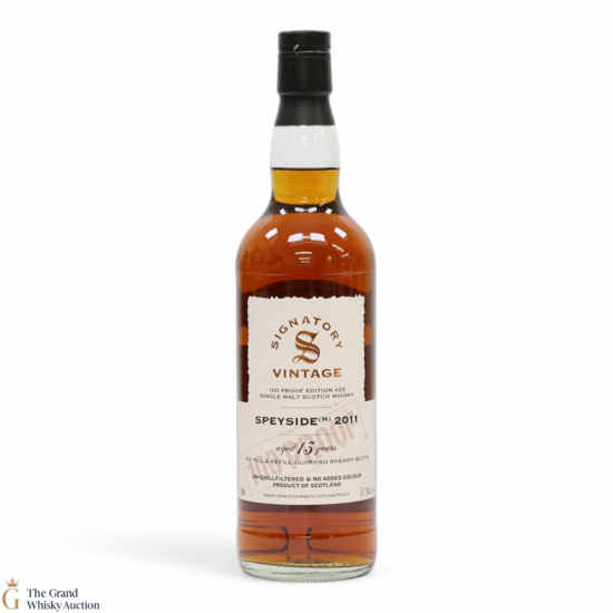 Speyside - 13 Year Old 2011 - 1st Fill & Refill Oloroso Sherry Butt - Signatory Vintage 100 Proof Edition #25