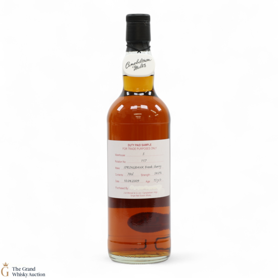 Springbank - 15 Year Old 2009 - Fresh Sherry - Duty Paid Sample 54%