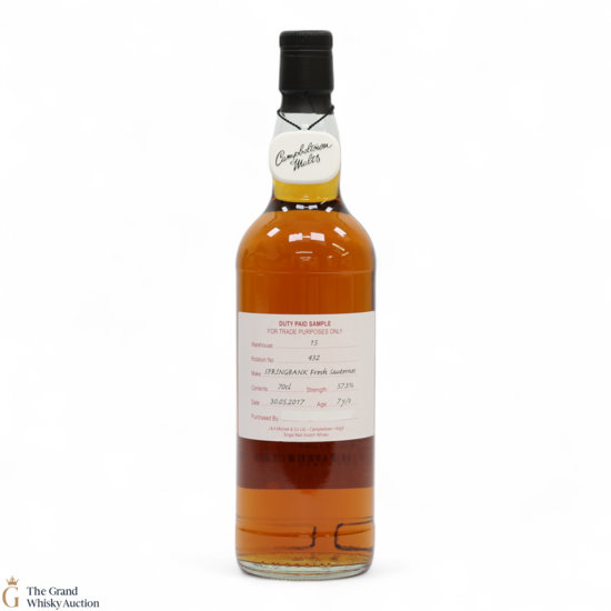 Springbank - 7 Year Old 2017 - Fresh Sauternes - Duty Paid Sample 57.3%