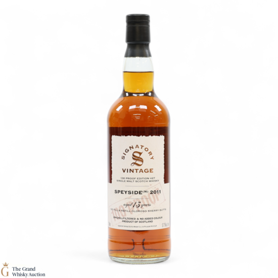 Speyside - 13 Year Old 2011 - 1st Fill & Refill Oloroso Sherry Butt - Signatory Vintage 100 Proof Edition #27
