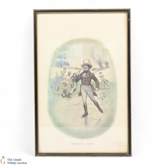 Johnnie Walker Whisky Sports - Skating 1820 By Tom Browne - Framed Print