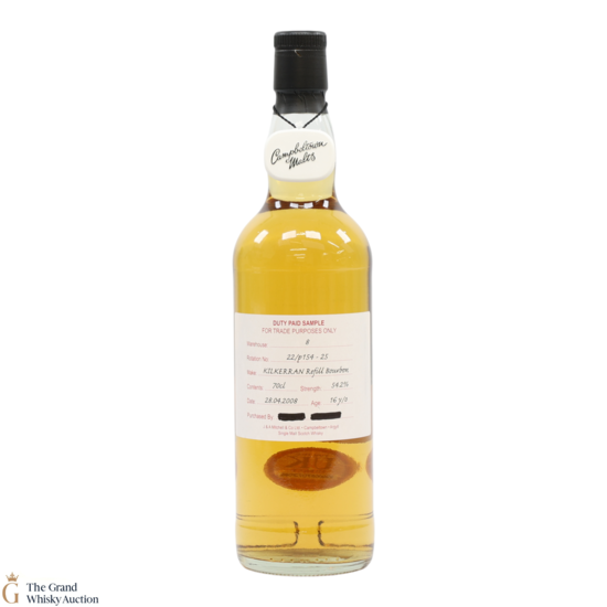 Kilkerran - 16 Year Old 2008 - Refill Bourbon - Duty Paid Sample 54.2%