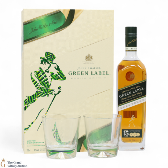 Johnnie Walker - 15 Year Old - Green Label - Richard Malone Limited Edition (1x75cl & Glasses)