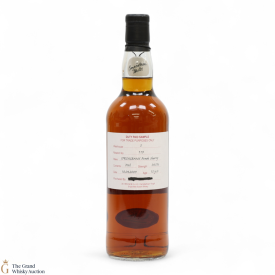 Springbank - 15 Year Old 2009 - Fresh Sherry - Duty Paid Sample 54.5%