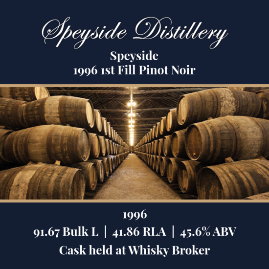 Speyside - 1996 1st Fill Pinot Noir - 91.67 Bulk L 45.6% ABV| Held In Bond