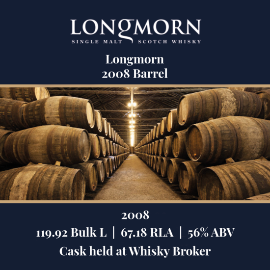 Longmorn - 2008 Barrel - 119.92 Bulk L 56% ABV| Held In Bond