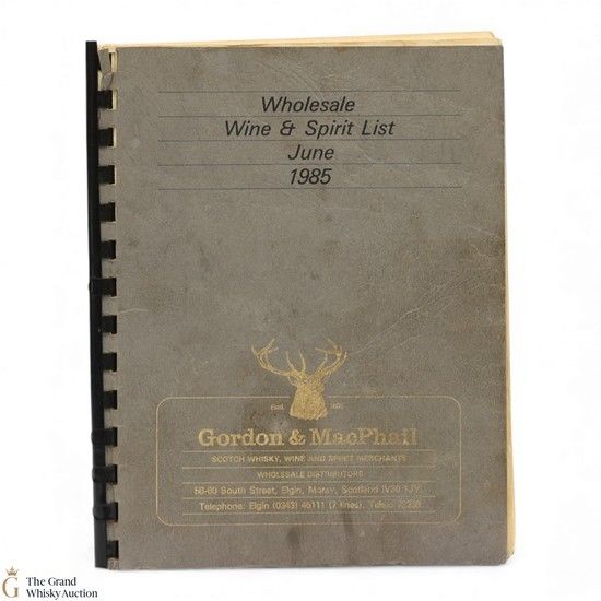 Gordon & MacPhail - Wholesale Wine & Spirit List June 1985 - Notebook