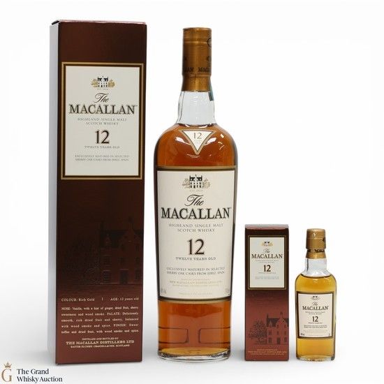 Macallan - 12 Year Old - Sherry Oak( 1x70cl & 1x5cl)