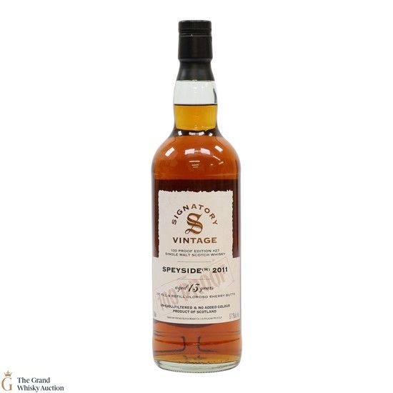 Speyside - 13 Year Old 2011 - 1st Fill & Refill Oloroso Sherry Butt - Signatory Vintage 100 Proof Edition #27