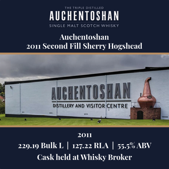 Auchentoshan - 2011 Second Fill Sherry Hogshead - 229.19 Bulk L 55.5% ABV| Held In Bond