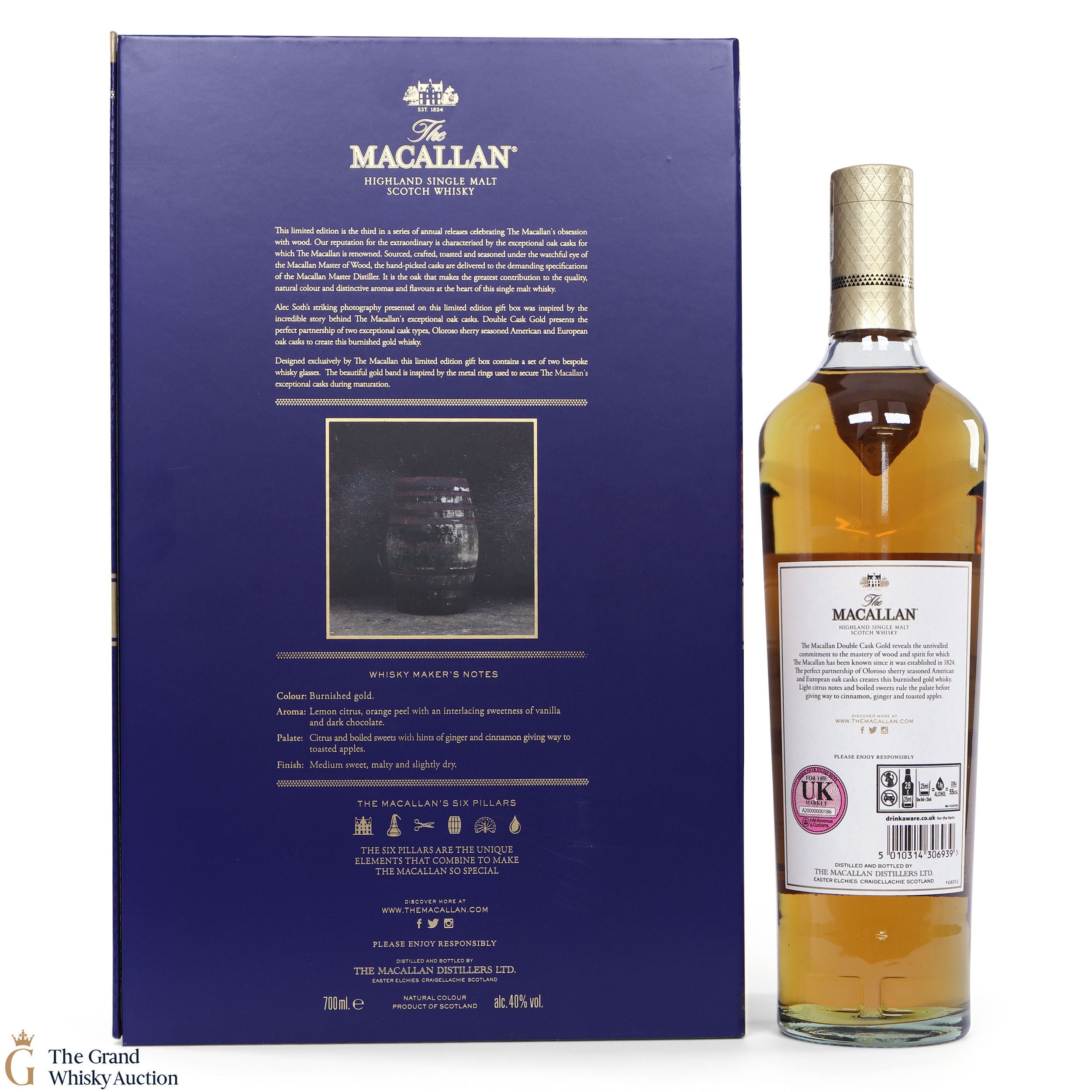Macallan Gold Double Cask Limited Edition With 2 X Glasses Auction The Grand Whisky Auction