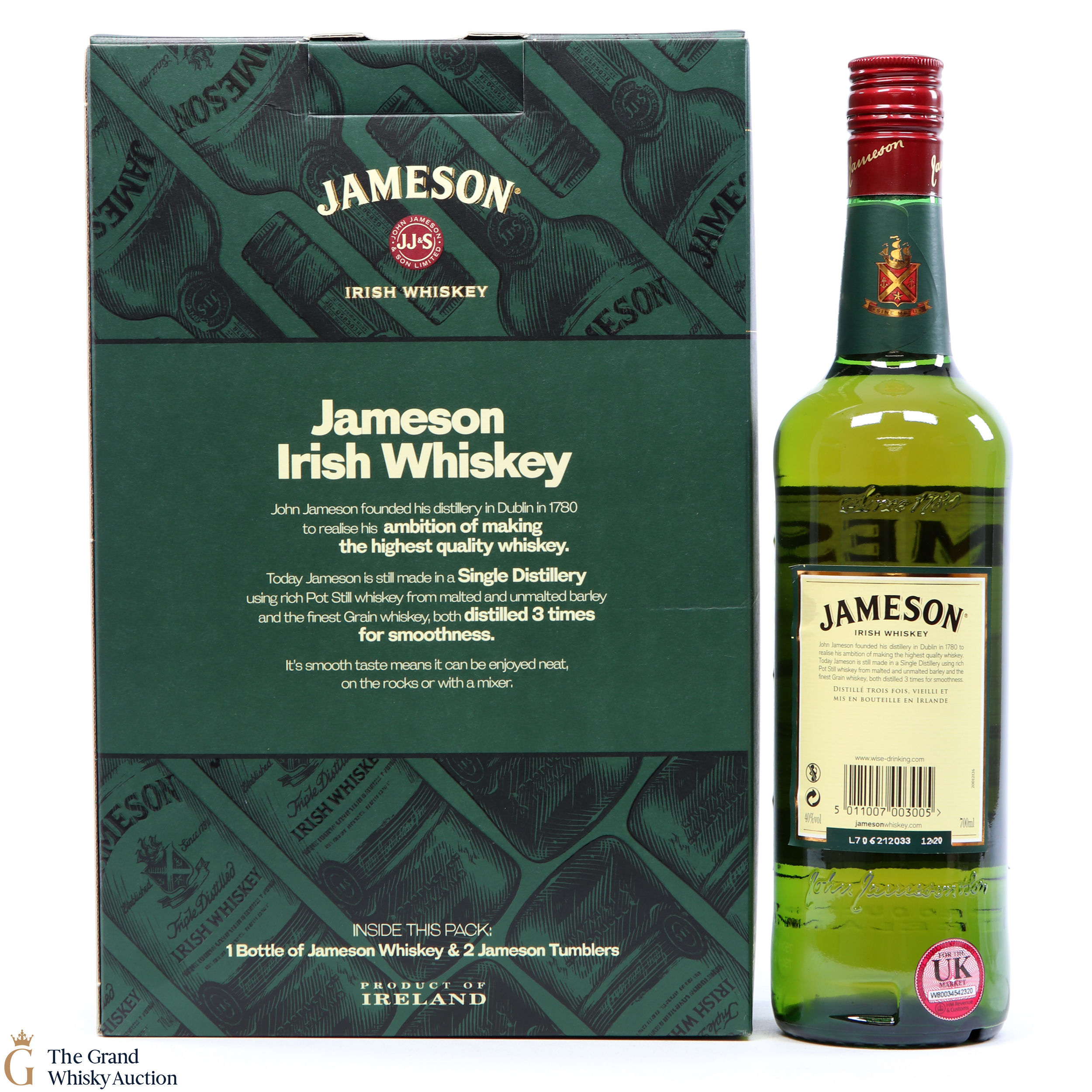 Jameson Irish Whiskey Triple Distilled & Glasses Auction The Grand Whisky Auction