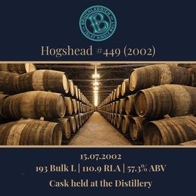 Bruichladdich - 2002 Refill Hogshead #449 - 193 Bulk L 57.3% | Held In Bond