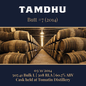 Tamdhu - 2014 Butt #7 - 504.41 Bulk L 60.7% | Held In Bond