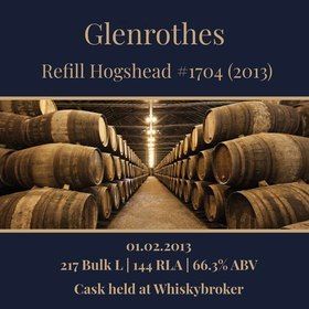 Glenrothes - 2013 Refill Hogshead #1704 - 217 Bulk L 66.3% | Held In Bond