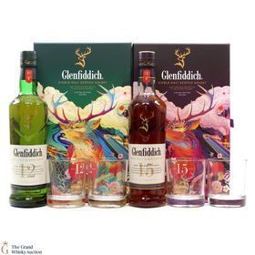 Glenfiddich  12 Year Old  15 Year Old  Limited Edition Valley of the Deer Gift Set 70cl x2