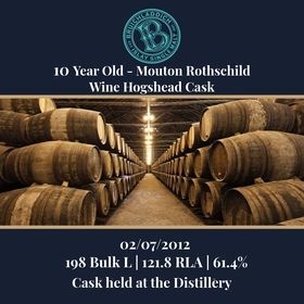 Bruichladdich - 2012 Mouton Rothschild Wine HHD - 198 Bulk L 61.4% | Held In Bond At Distillery