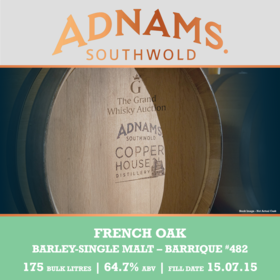 Adnams - 2015 Single Malt - French Oak Barrique #482 