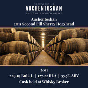 Auchentoshan 2011 Second Fill Sherry Hogshead 22919 Bulk L 555 Abv Held In Bond