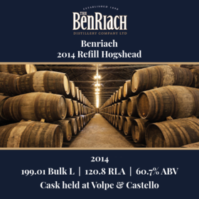 Benriach 2014 Refill Hogshead 19901 Bulk L 607 Abv Held In Bond