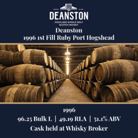 Deanston 1996 1st Fill Ruby Port Hogshead 9625 Bulk L 511 Abv Held In Bond