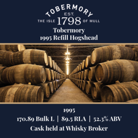 Tobermory 1995 Refill Hogshead 17089 Bulk L 523 Abv Held In Bond