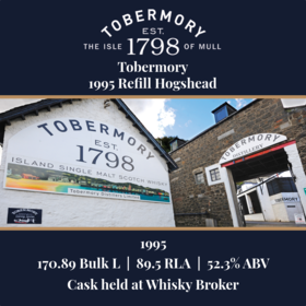 Tobermory 1995 Refill Hogshead 170 89 Bulk L 52 3 Abv Held In Bond