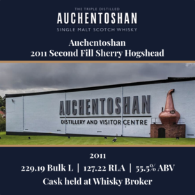 Auchentoshan 2011 Second Fill Sherry Hogshead 229 19 Bulk L 55 5 Abv Held In Bond