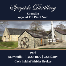 Speyside - 1996 1st Fill Pinot Noir - 91.67 Bulk L 45.6% ABV| Held In Bond
