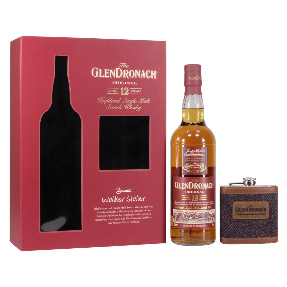 GlenDronach - 12 Year Old - Walker Slater Hip Flask Gift Pack