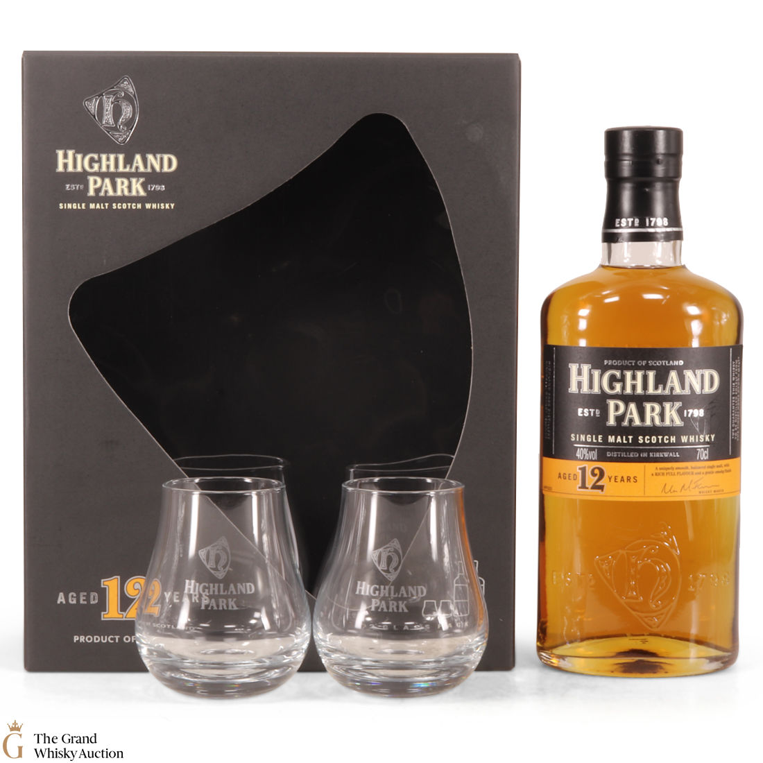 Highland Park - 12 Year Old  with 2 x Glasses