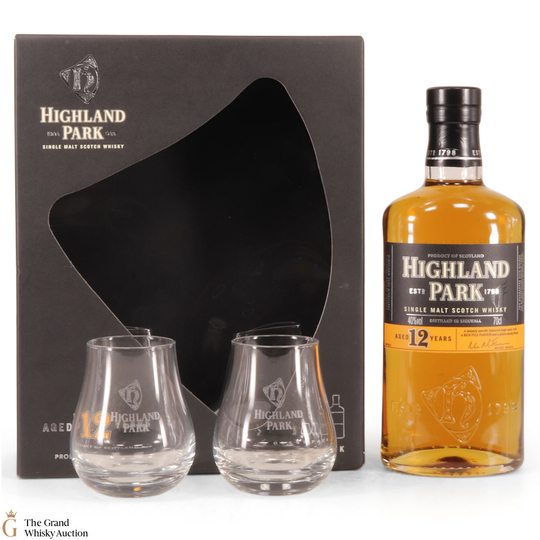 Highland Park - 12 Year Old  with 2 x Glasses