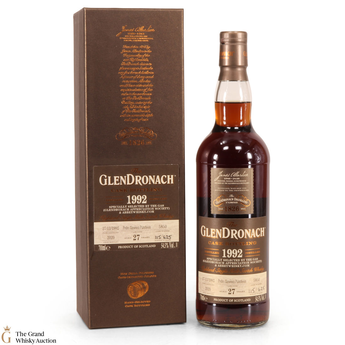 Glendronach - 27 Year Old PX G.A.S 1992 #5850 (With Glass)