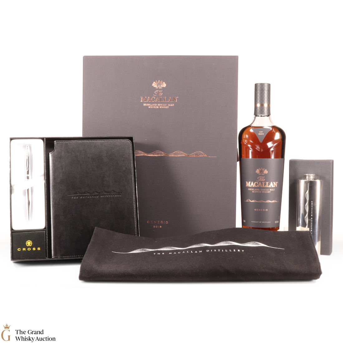 Macallan - Genesis (2018) Bag, Pewter Flask & Note Pad Set