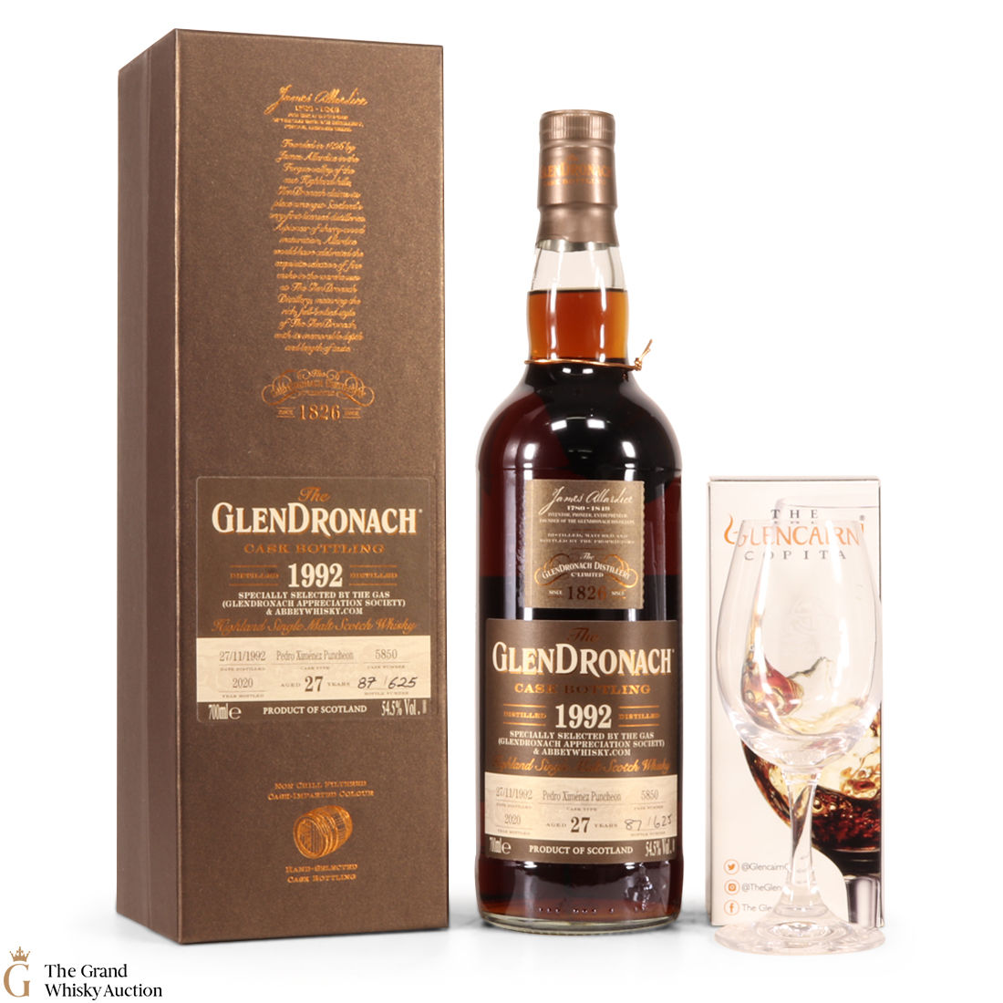 Glendronach - 27 Year Old PX G.A.S 1992 #5850 (With Glass)