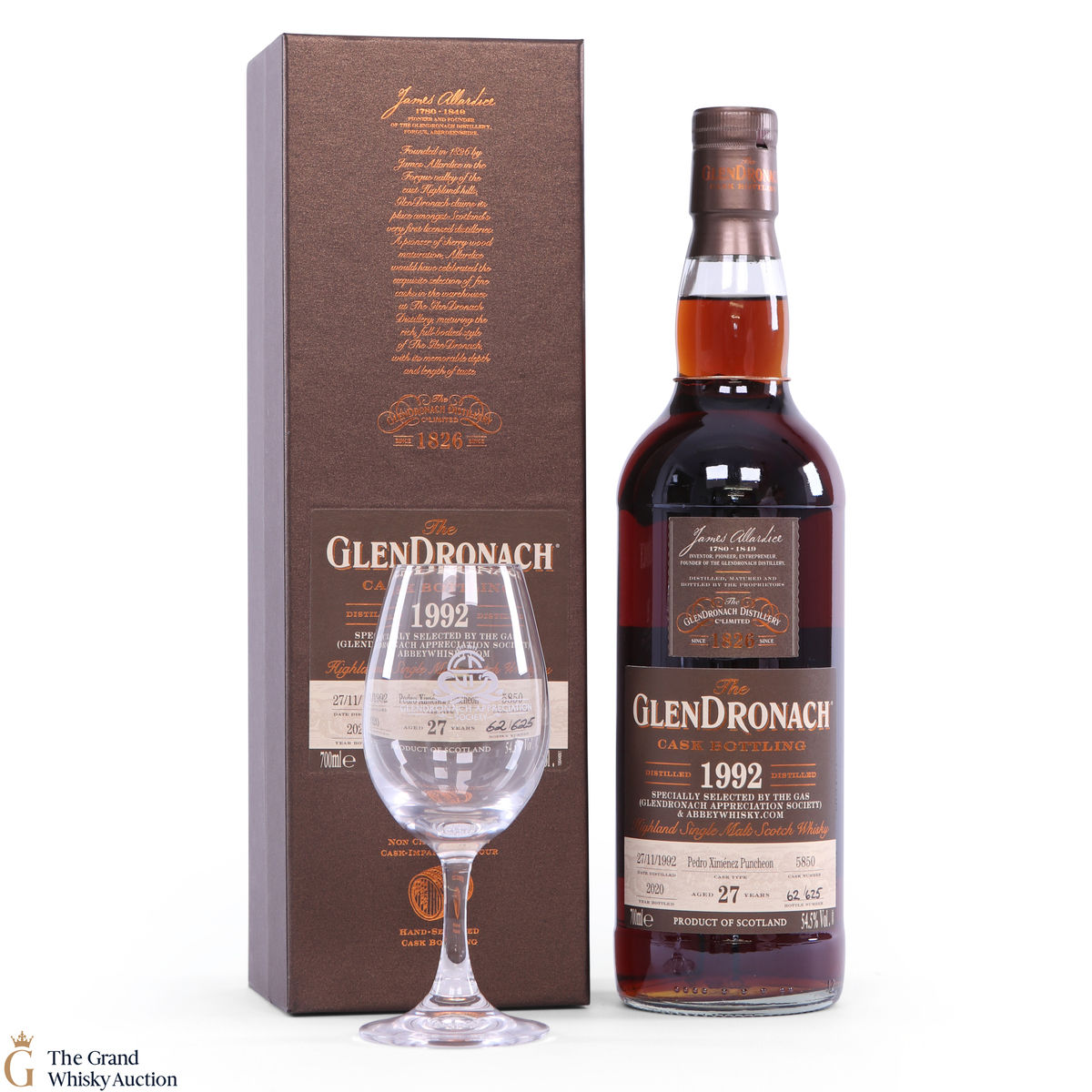 Glendronach - 27 Year Old PX G.A.S 1992 #5850 (With Glass)