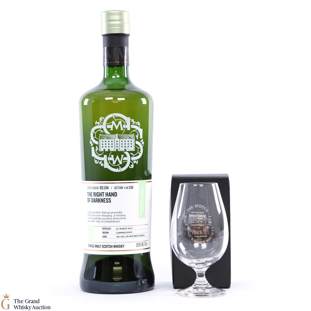 Glen Scotia - 8 Year Old SMWS 93.134 The Right Hand of Darkness + Glass