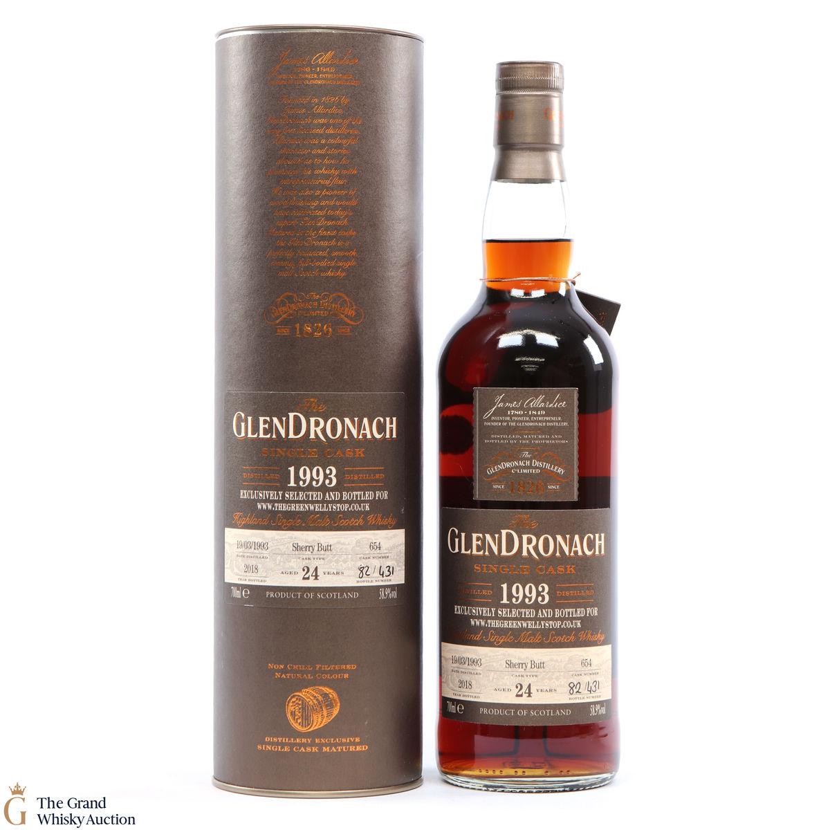 Glendronach - 24 Year Old - 1993 Sherry Cask #654 Green Welly Stop